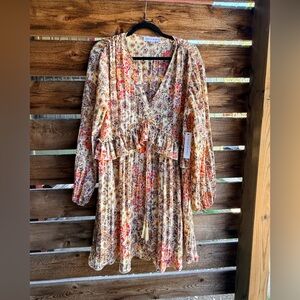 Emma & Michele Multicolor Floral Ruffle Dress NWT XL